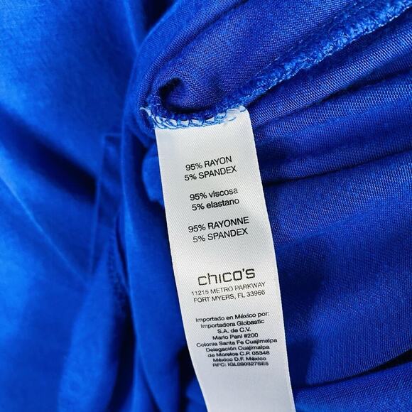 Chico's Size Medium 8 1 Lacing Detail Top Blue Long Sleeve - Picture 4 of 5
